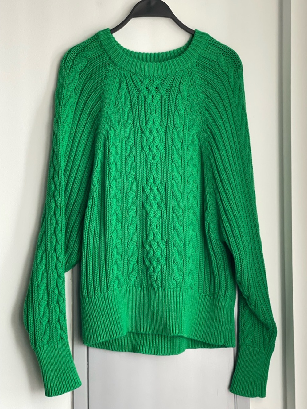 LAUREN RALPH LAUREN Black Label Green Cable Knit Sweater with Dolman Sleeves